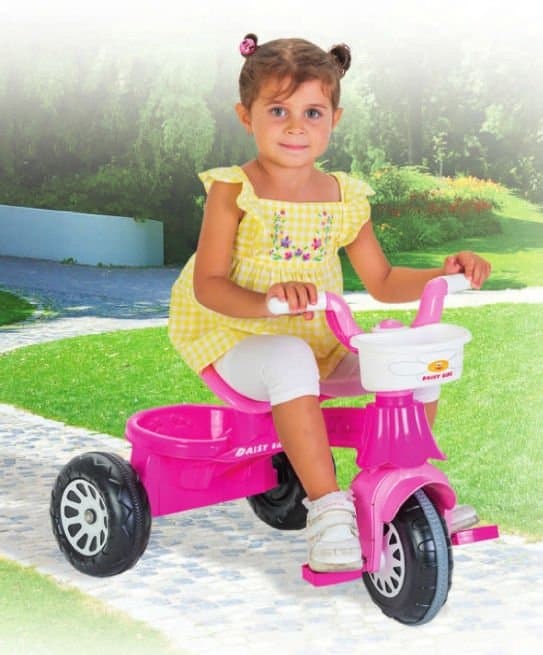Tricicleta pentru copii Pilsan Daisy, roti din plastic, cosulet accesorii de la 3 ani pana la 35 kg