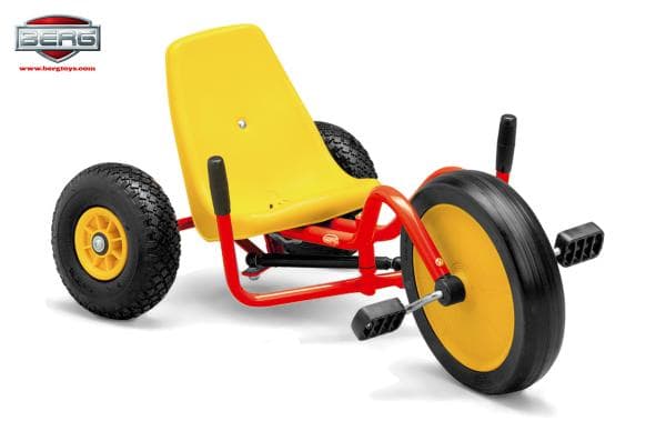 Tricicleta pentru copii Berg Toys Crazy Bike Rosu cu sistem unic de directie, cauciucuri profil auto, varsta 3-8 ani