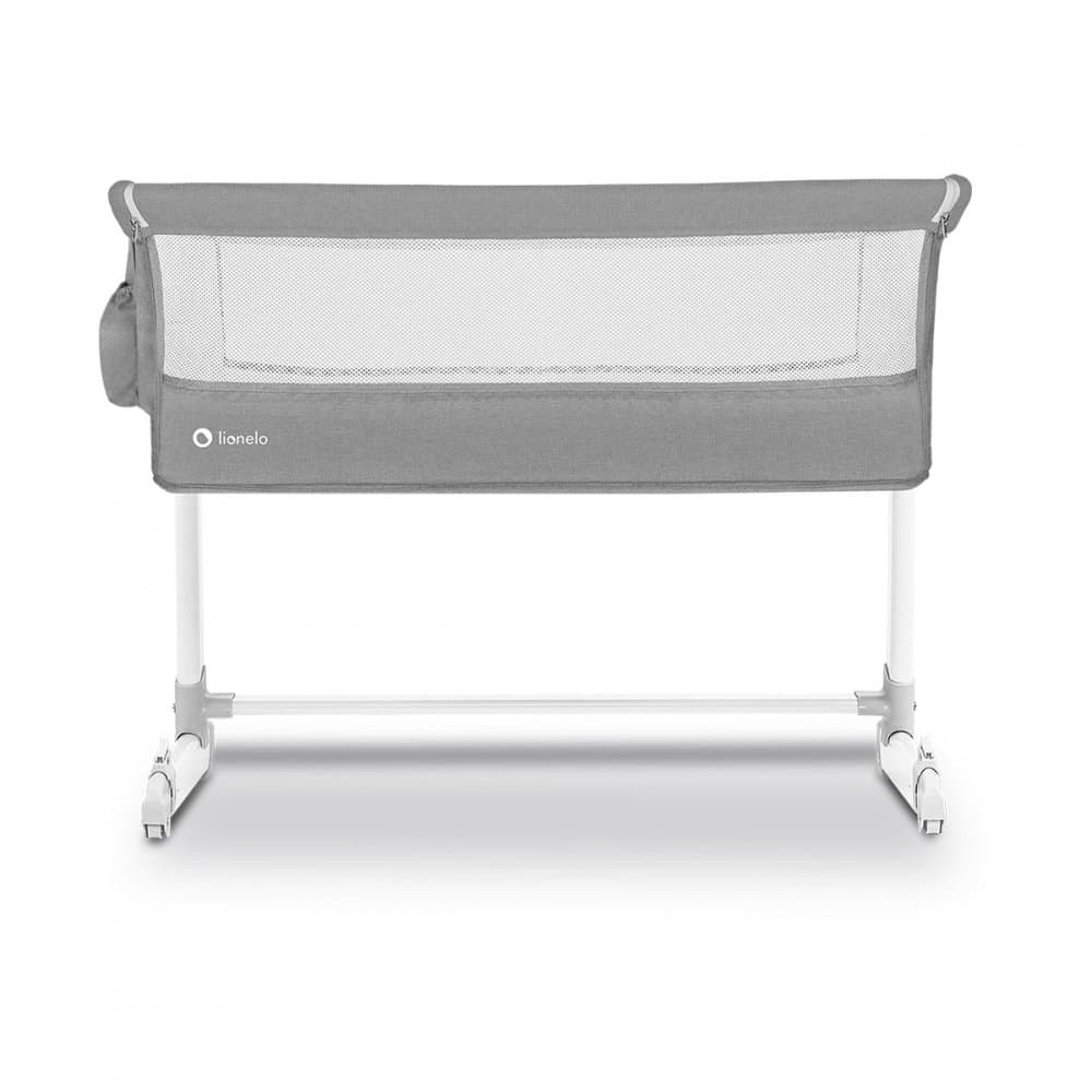 Patut co-sleeper Theo Grey Lionelo 2 in 1 cu setare unghiulara, reglabil pe inaltime, laterala culisanta, standard European EN 1130