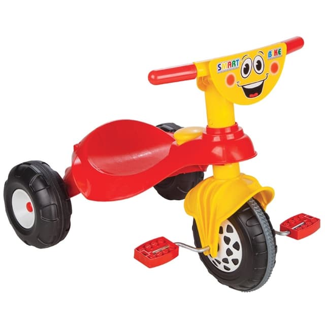 Tricicleta pentru copii Pilsan Smart Red cu pedale,design ergonomic si durabil,roti rezistente,usor de manevrat de la 3 ani pana la 35 kg,claxon inclus