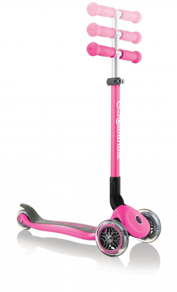 Trotineta Globber Primo roz, pliabila, ghidon reglabil, platforma antiderapanta, greutate suportata 50 kg, varsta 3 ani+