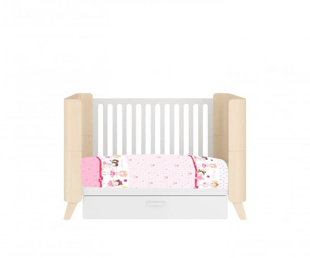 Lenjerie patut cu 4 piese 120x60 cm Balerina fond roz