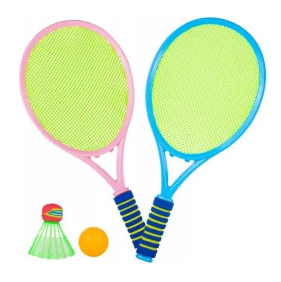 Set de tenis si badminton pentru copii, cu 2 palete 22 x 48cm, minge si fluturas MalPlay