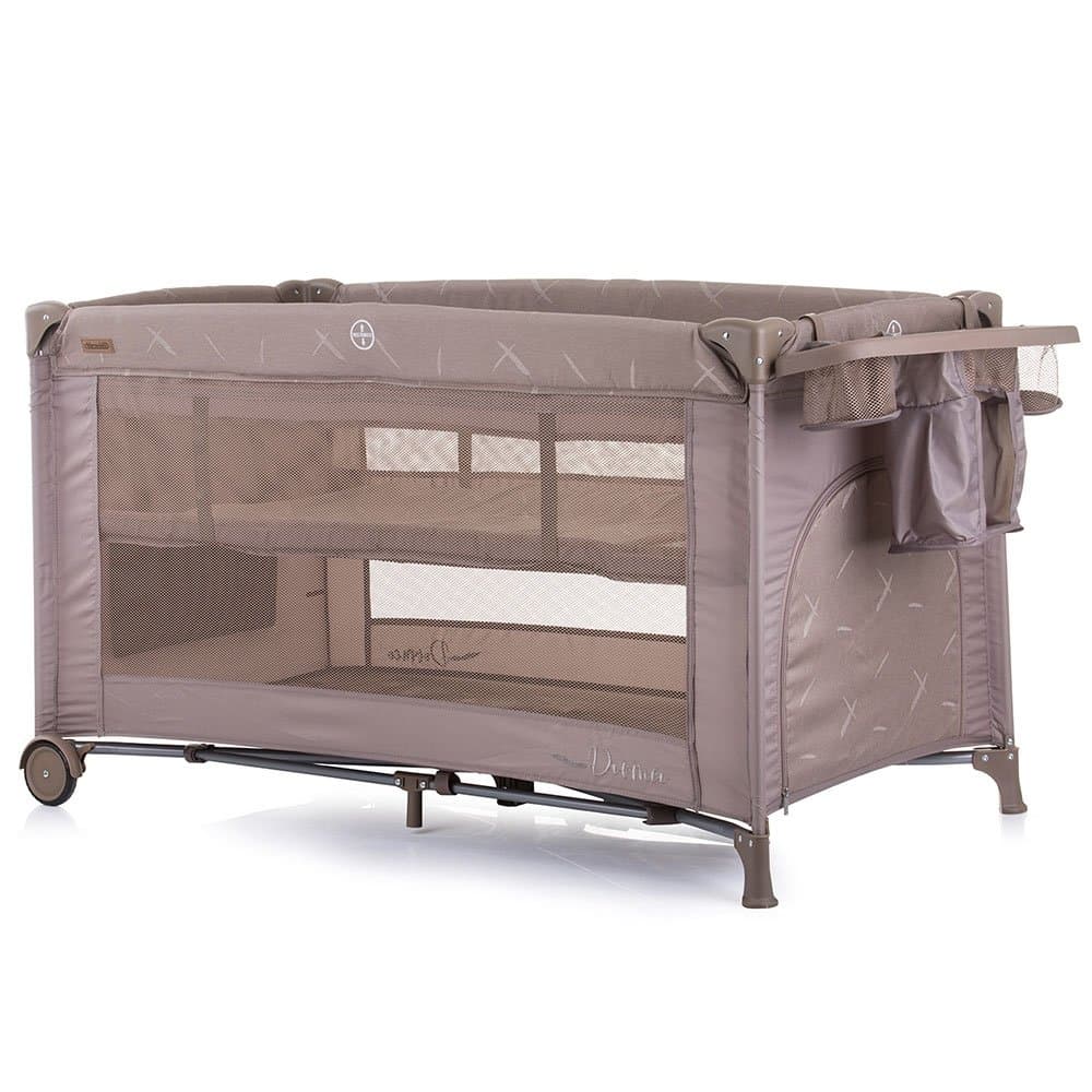 Patut pentru copii Chipolino Dorme humus pliabil, roti cu blocare, buzunar lateral, usita cu fermoar, accesorii incluse