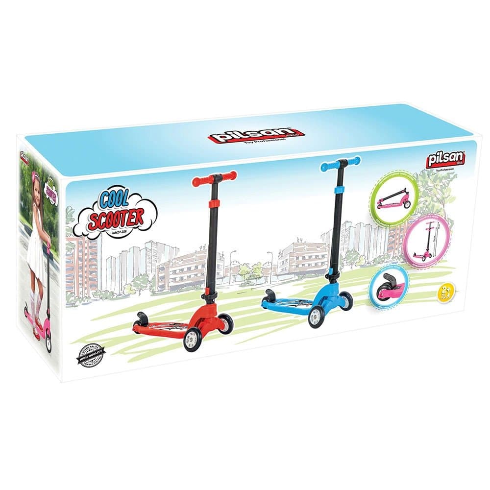 Trotineta Pilsan Cool Pink cu 3 roti, ghidon reglabil, manere anti-alunecare, greutate admisa 35 kg