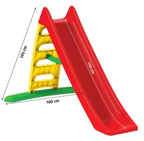 Tobogan pentru copii Dohany Speed Rosu, rezistent UV, panta alunecare 170cm, utilizare interiorexterior, scara mare cu manere sustinere