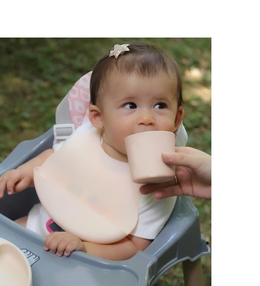 Baveta reglabila BabyJem din silicon Mini Ecru