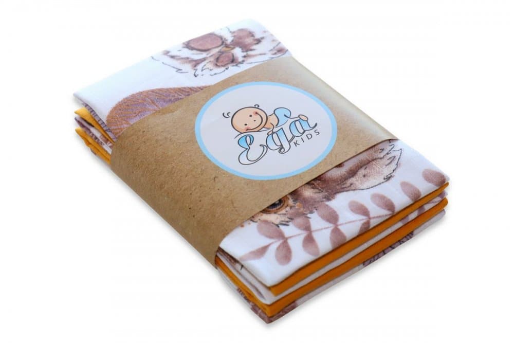 Set 5 batistute din bumbac pentru copii 38x38 cm Owl