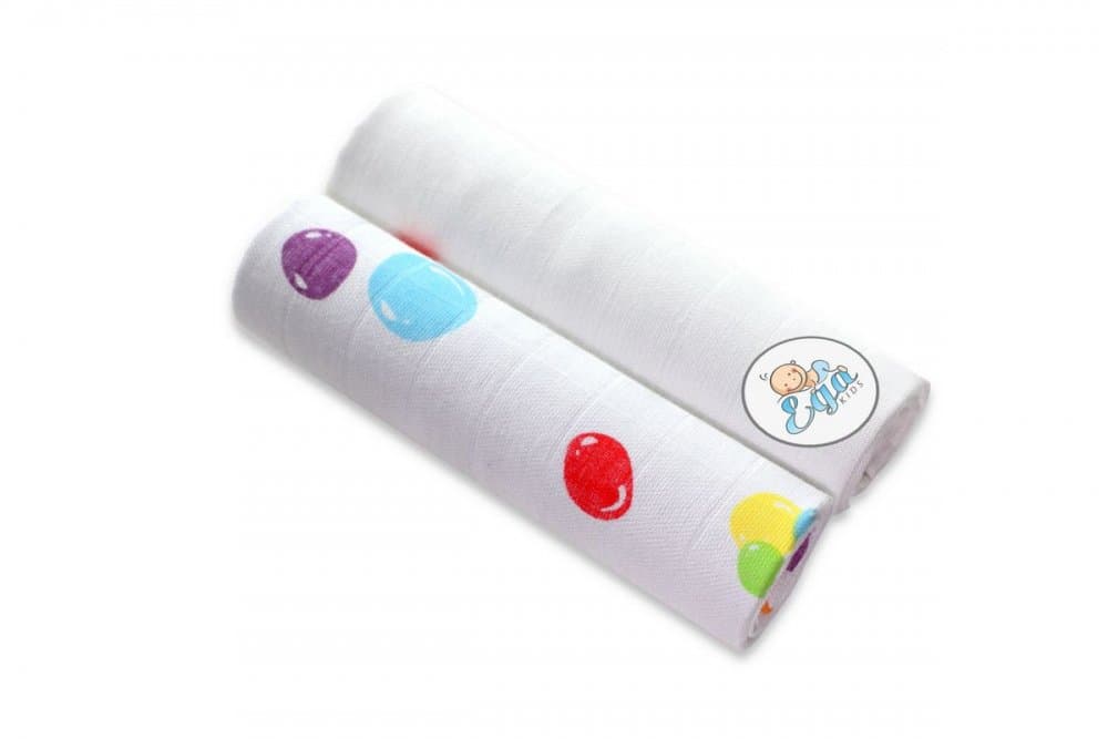 Set 2 scutece pentru bebelusi EgaKids, reutilizabile, cu fibra de bambus, dimensiune 70 x 80 cm, model Bubble Dots