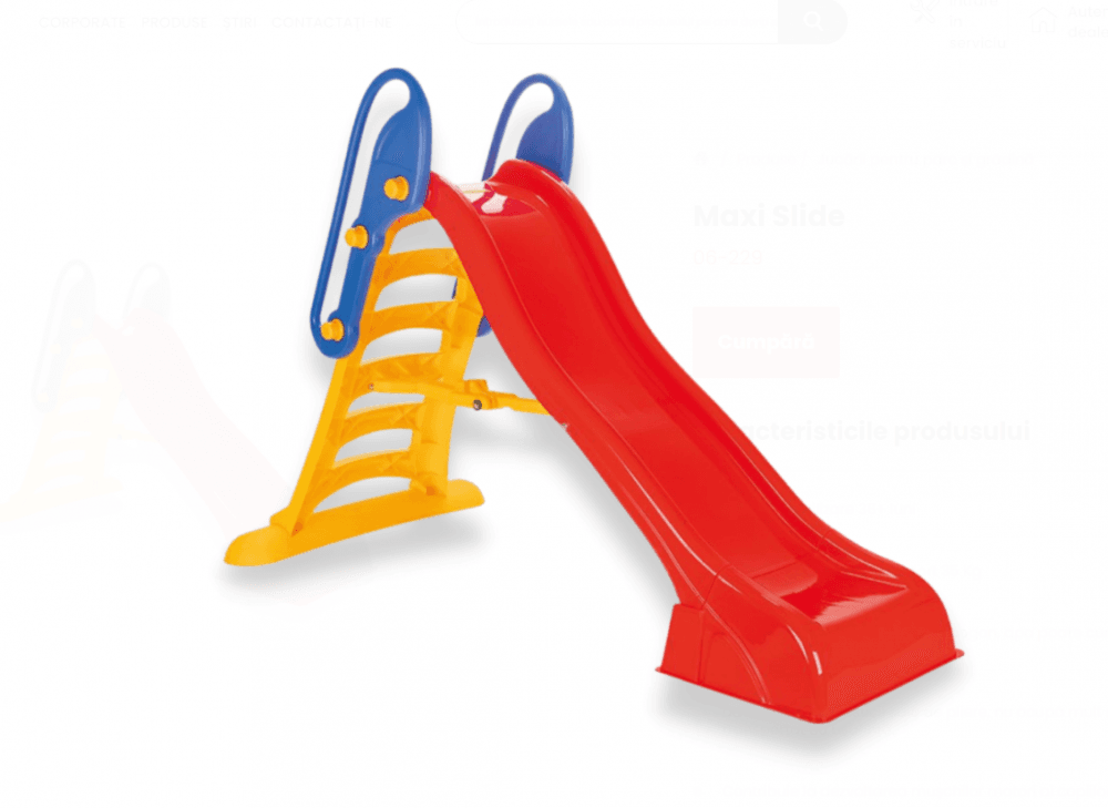 Tobogan pentru copii Pilsan Maxi Slide,utilizare interiorexterior,posibilitate conectare furtun apa,manere sustinere,margini rotunjite,plastic rezistent UV,greutate admisa 35 kg,varsta recomandata 3ani+