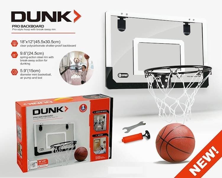 Set cos de baschet cu minge si pompa inclusa, pentru copii, Malplay Sport