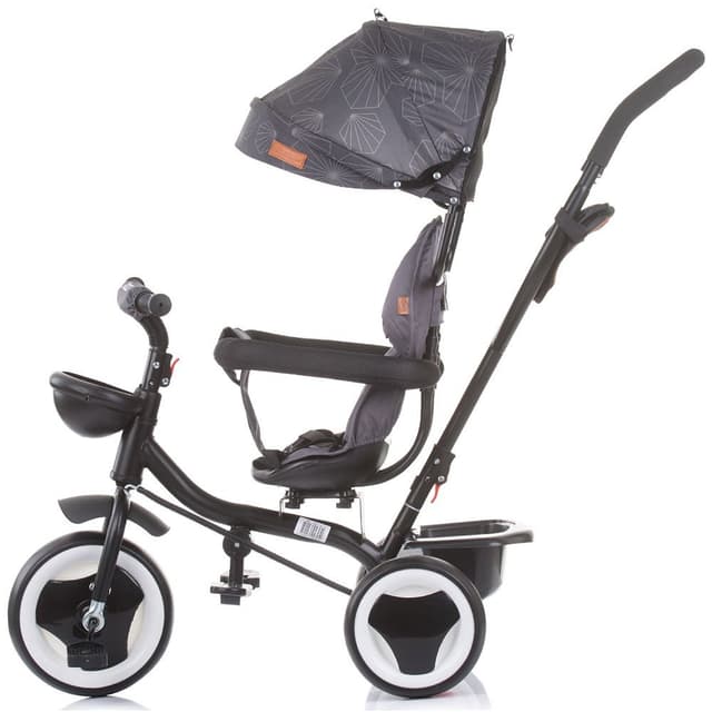 Tricicleta pentru copii Chipolino Jazz Anthracite cu sezut rotativ 360 grade, control al directiei, suport de picioare reglabil si frana pe rotile din spate