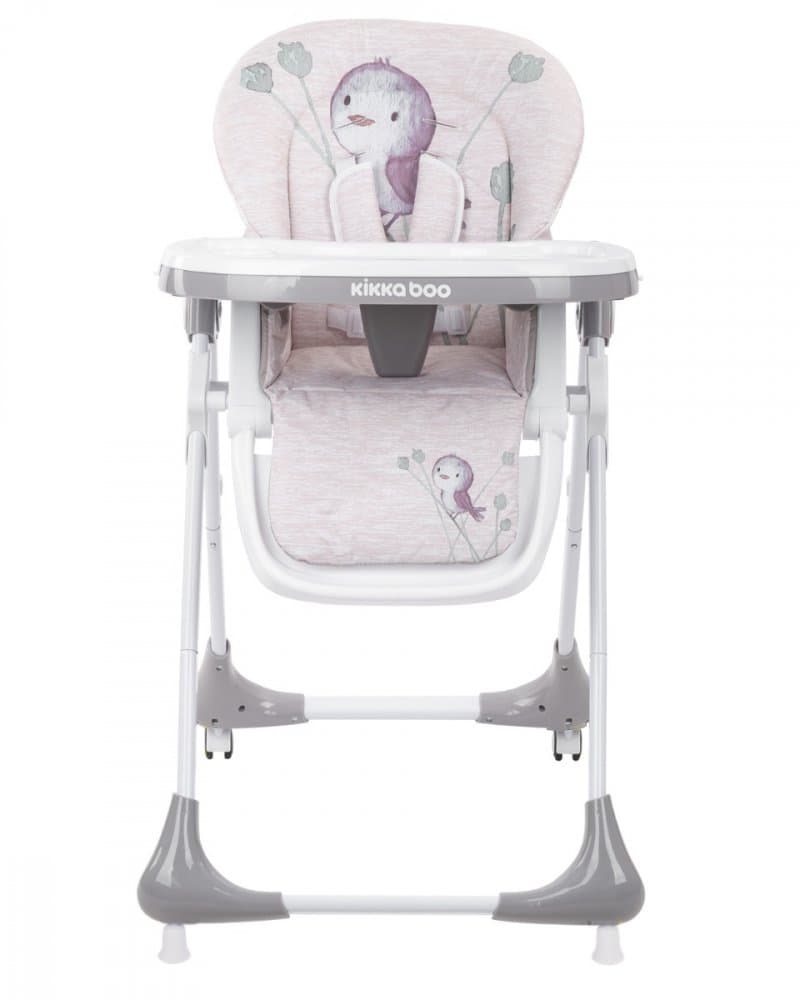 Scaun de masa pentru copii Sweet Nature Beige Bird cu inaltime reglabila, pliabil, spatar reglabil, roti,husa impermeabila detasabila, suport picioare reglabil, tavita dubla,centuri de siguranta,sistem siguranta antialunecare