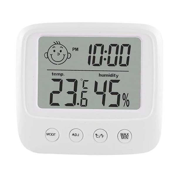 Higrometru de uz casnic, Ikonka, cu functie de Termometru si Ceas, afisaj LCD, dimensiune 8.5 x 7.8 x 2.8 cm