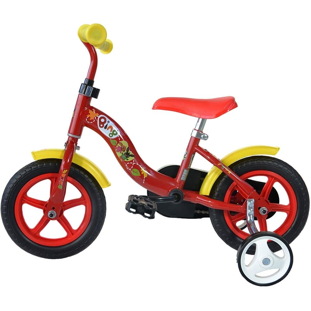 Bicicleta copii Dino Bikes Bing, 10 inch, roti ajutatoare, de la 3 ani, inaltimea recomandata 78-90 cm, claxon pe ghidon, roti din spuma EVA, aripa fataspate