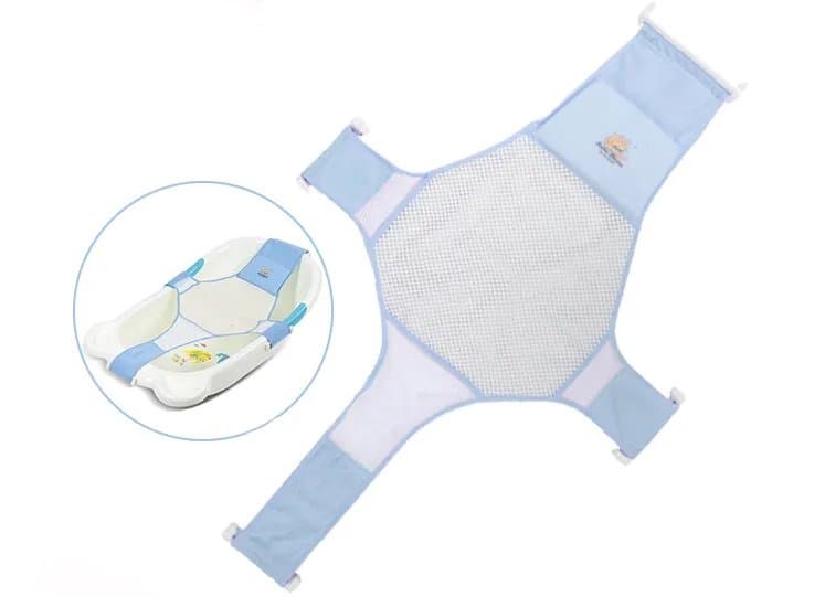 Hamac Little Mom Classic Blue pentru cadita, material textil, forma ergonomica, dimensiune reglabila, fara BPA, recomandat 0 luni+