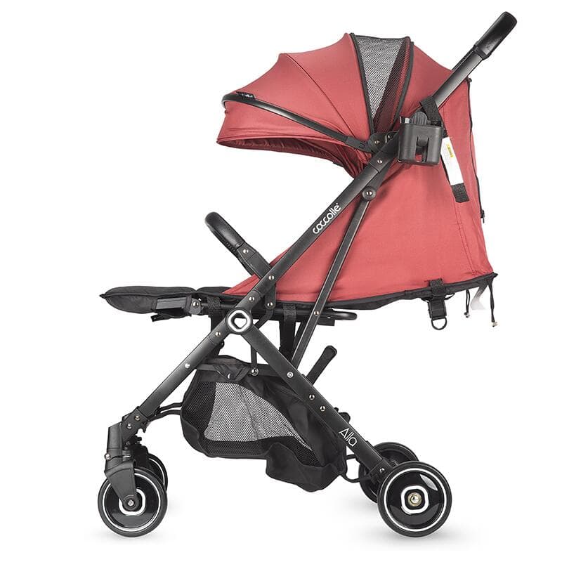 Carucior sport tip troller Coccolle Alla, Pliere cu o singura mana, Cadru aluminiu, Copertina cu parasolar si sectiune mesh, Spatar reglabil, Cos cumparaturi, Bara protectie, Centuri in 5 puncte, Suport pahar, Greutate 5.6 kg, Mahogany Brown