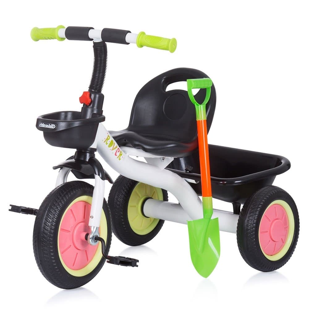 Tricicleta pentru copii Chipolino Rover watermelon, cu sezut si ghidon confortabil, cos pentru accesorii, lopata de jucarie inclusa, pentru copii cu o greutate de pana la 25 kg