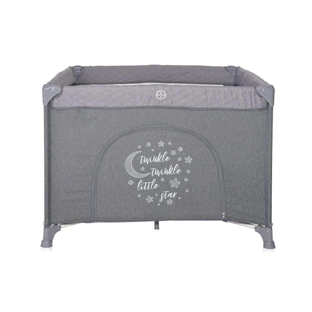 Tarc de joaca pentru copii Lorello Sunny Playground Cool Grey Star deschidere laterala cu fermoar, geanta de transport
