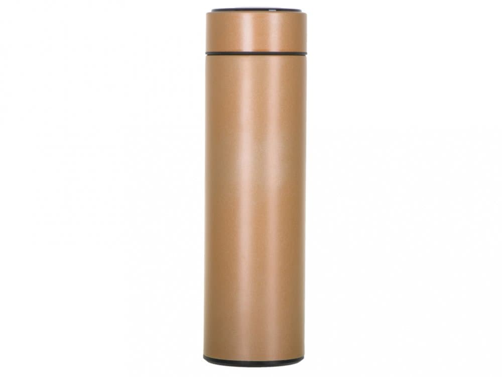 Cana termos smart, Ikonka, cu afisaj LED activat prin atingere, interior din otel inoxidabil, capacitate 500 ml, dimensiune 6.7 x 21.5 cm, Golden