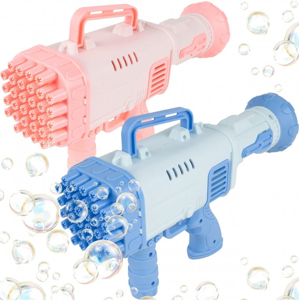 Pistol pentru Baloane de Sapun cu 32 de duze generatoare, 27.5 x 15.5 x 7.5 cm, Bubble Gun Blue