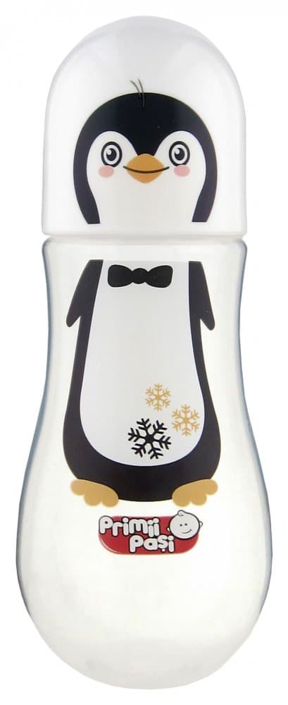 Biberon cu tetina silicon Primii Pasi 275 ml Pinguin
