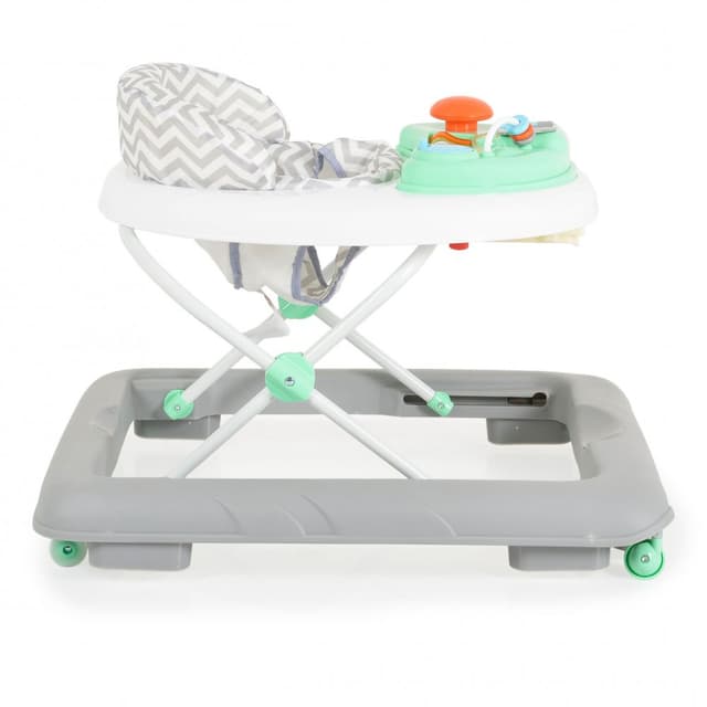 Premergator pentru copii Cangaroo Cody Pastel Green pliabil,inaltime reglabila 3 pozitii,scaun cu spatar inalt si moale,roti pivotante,6 dopuri din silicon anti-alunecare,panou muzical cu 12 melodii