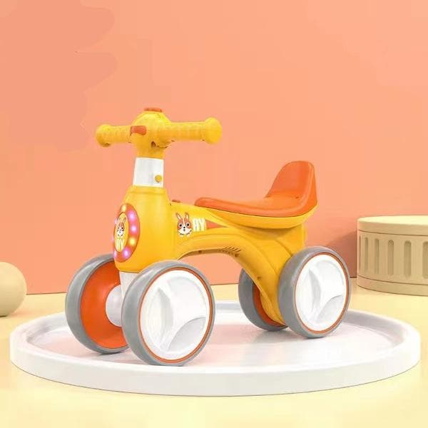 Vehicul Ride-On pentru copii Piccolino galben cu roti silentioase din cauciuc Eva