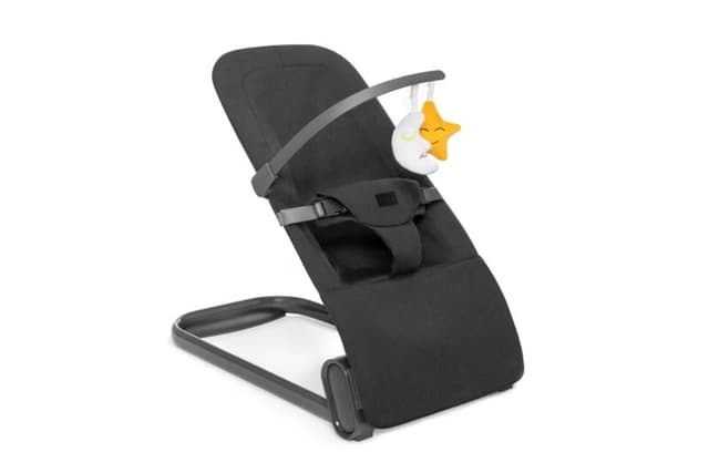 Balansoar pentru copii, Kidnort, ergonomic, cu centura de siguranta, Bara de protectie detasabila, pliabil si usor de transportat, Vinbar Black