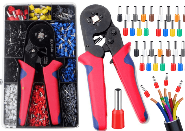 Set cleste de sertizare cu 1200 terminali de 0.25 si 10 mm2 in caseta
