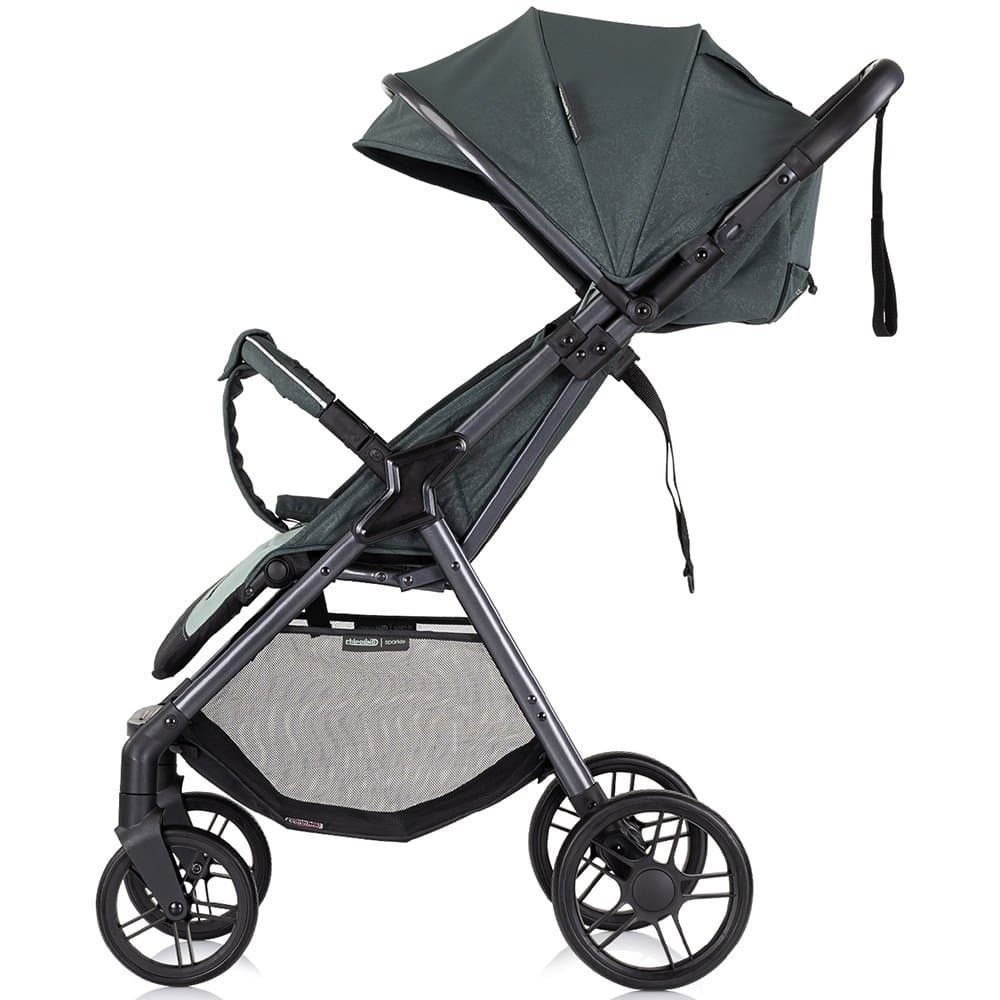 Carucior pentru copii Chipolino Sparkle basil sport cu suspensii, spatar reglabil, centura siguranta si pliere compacta