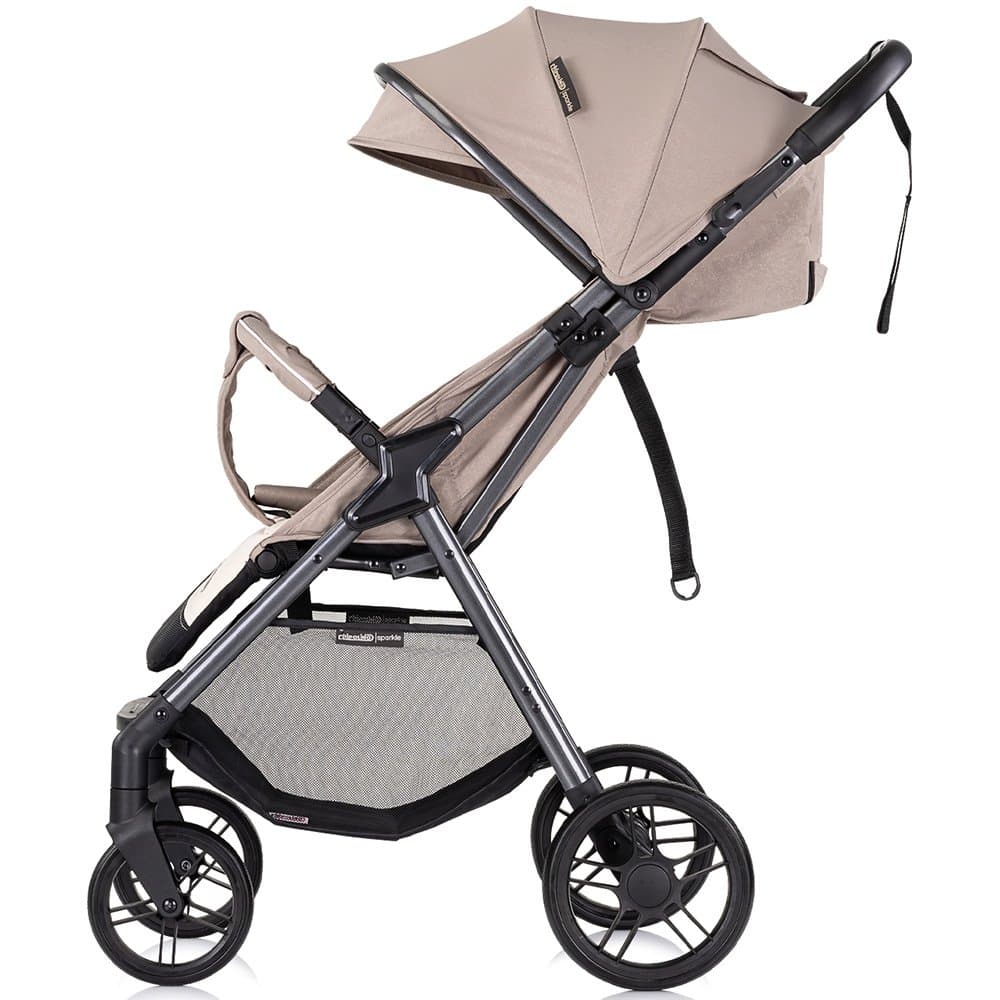 Carucior pentru copii Chipolino Sparkle tiramisu sport cu suspensii, spatar reglabil, centura siguranta si pliere compacta