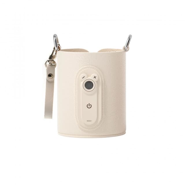 Incalzitor portabil pentru biberoane Kidnort Varm Bej, diametru 8 cm, cu reglare Velcro, ecran digital, putere 5V 2A, cablu usb-c inclus, interval temperatura 40-65c pentru biberoane, lapte, apa