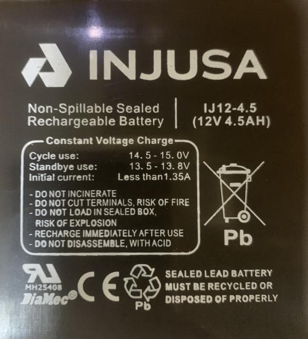Baterie reincarcabila Injusa 12V 4,5 Ah