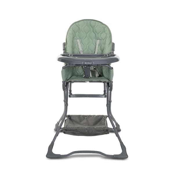 Scaun de masa pentru copii Lorelli Bonbon Green Leather cu suport pentru picioare, cos pentru jucarii, pliere compacta, greutate admisa 15 kg