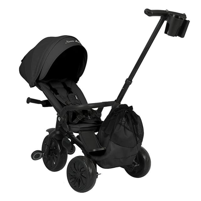 Tricicleta ultrapliabila Qplay Nova Max Negru, maner telescopic, spatar rotativ si reglabil, cadru din aluminiu, roti Eva, accesorii incluse