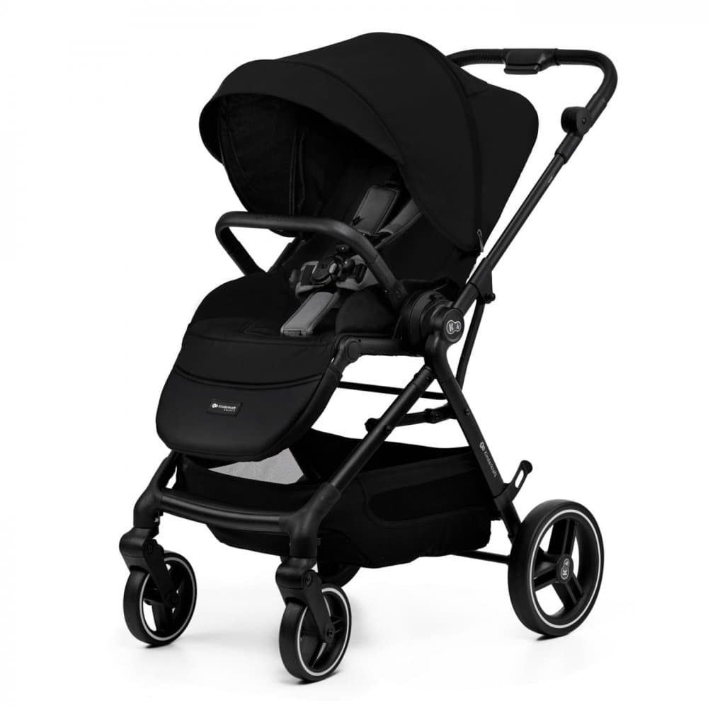 Carucior pentru copii Kinderkraft Yoxi Pure Black 2 in 1, suspensii, spatar reglabil, maner ajustabil, accesorii