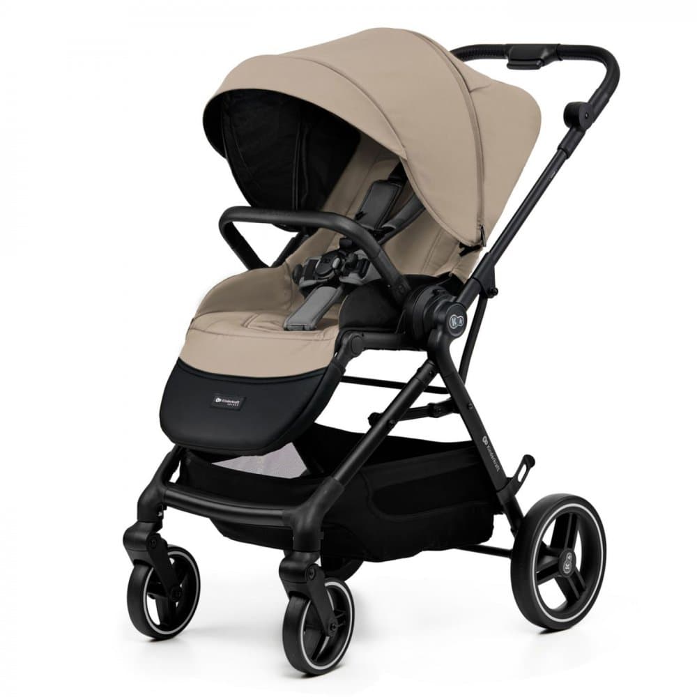 Carucior pentru copii Kinderkraft Yoxi Sand Beige 2 in 1, suspensii, spatar reglabil, maner ajustabil, accesorii