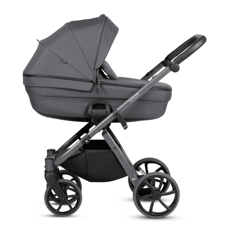 Carucior 2 in 1 Tutis Uno 6+ Antracite 169, sezut reversibil, spatar reglabil, cadru din aluminiu, amortizoare, roti cu blocare, greutate admisa 22 kg