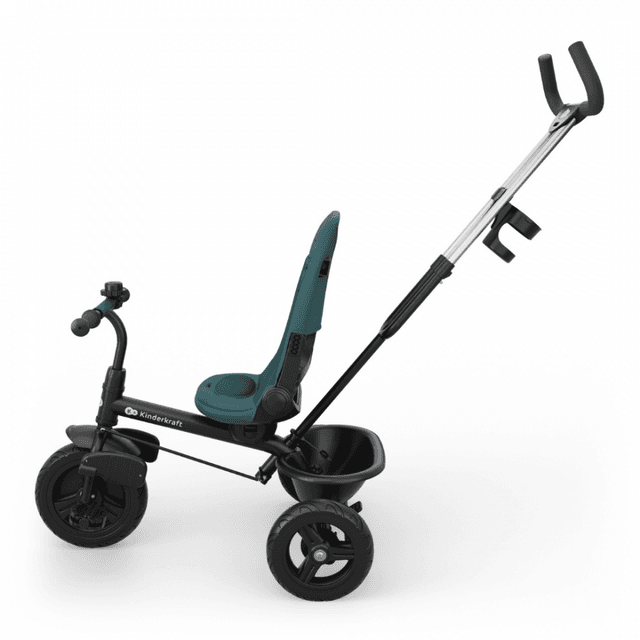 Tricicleta pentru copii KinderKraft Aston 2 Plus Green, rotatie 360, maner reglabil, greutate admisa 25 kg
