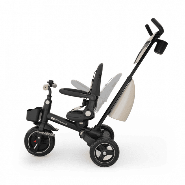 Tricicleta pentru copii KinderKraft Spinstep 2 Plus Beige, rotatie 360, maner telescopic, greutate admisa 25 kg