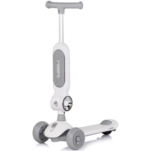 Trotineta pentru copii Chipolino Bloomi grey, cu sezut, 3 roti cu lumini, ghidon reglabil, greutate admisa 50 kg