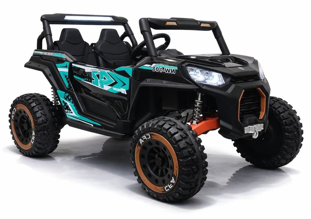 Masinuta electrica pentru copii Buggy NEL-913 Black, tractiune integrala 4x4, echipat cu Bluetooth, USB si MP3, lumini LED fataspate