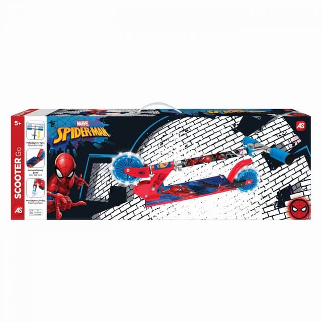 Trotineta pliabila cu 2 roti luminoase si ghidon reglabil Spiderman