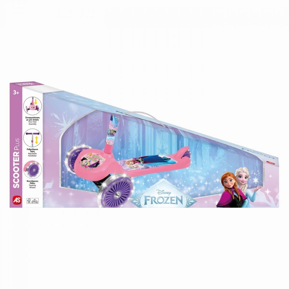 Trotineta cu 3 roti luminoase, baza antiderapanta si ghidon reglabil Frozen