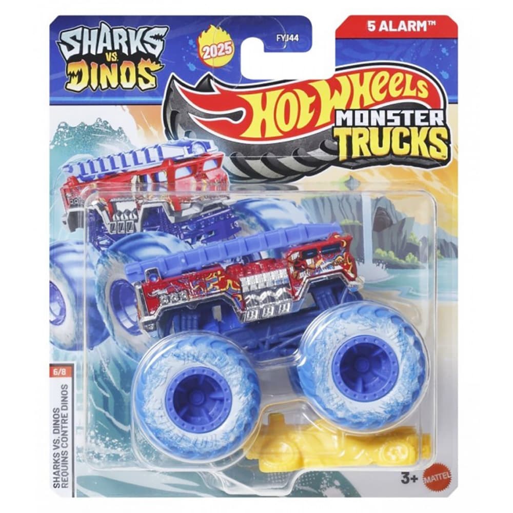 Masinuta Hot Wheels, Monster Truck, Sharks vs Dinos, 5 Alarm, JCD88