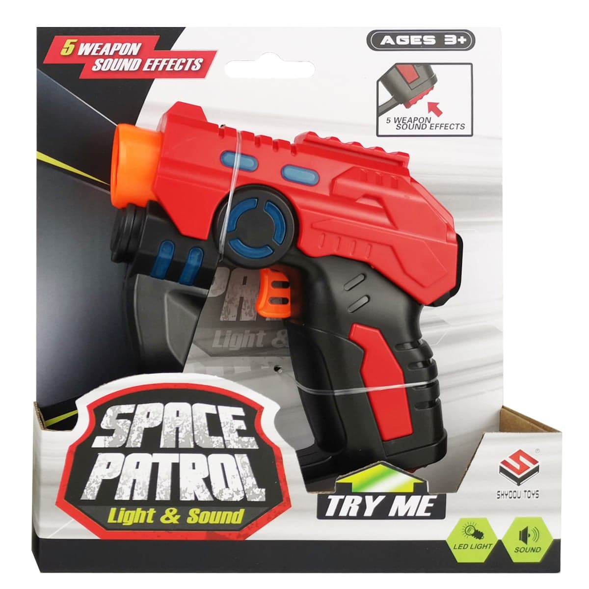 Pistol de jucarie cu lumini si sunete, Space Patrol, Rosu