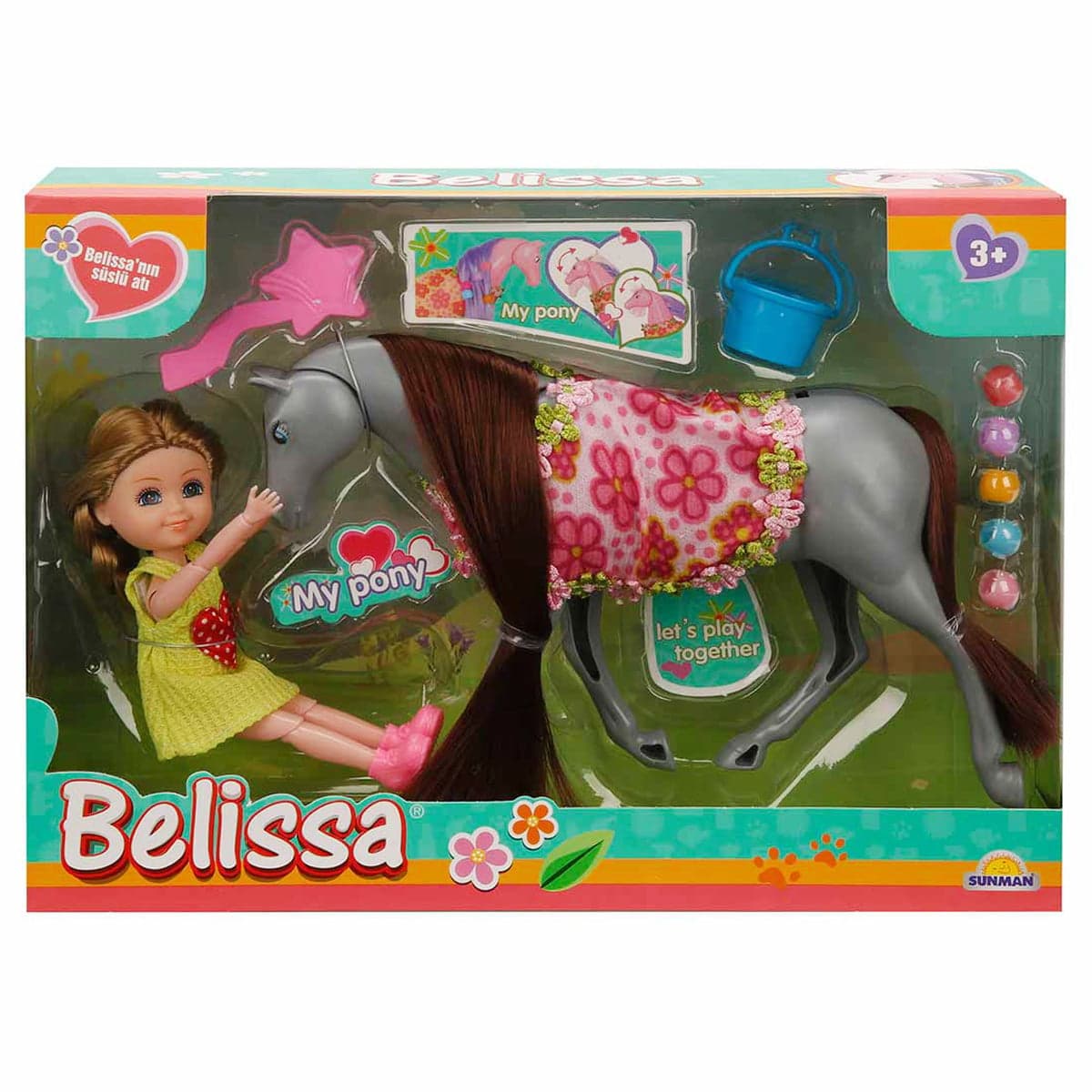 Set de joaca papusa Belissa cu ponei, Gri