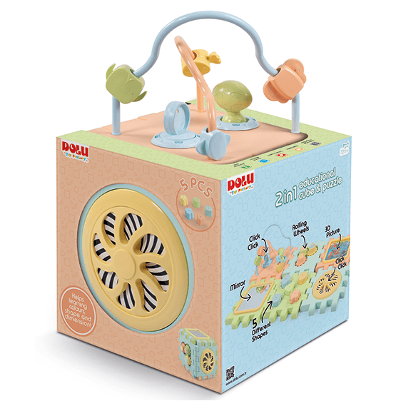 Cub 2 in 1 cu activitati, Dolu, Pastel