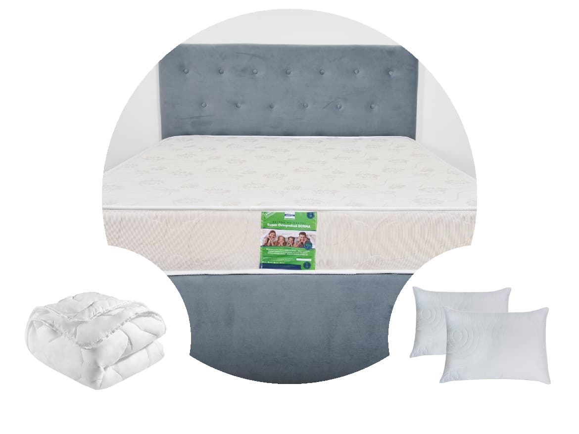 Pachet 1 Saltea ortopedica SomnART DORMA, cu arcuri, 160x200x20 cm + 1 Pilota matlasata 200x220  + 2 perne 50x70